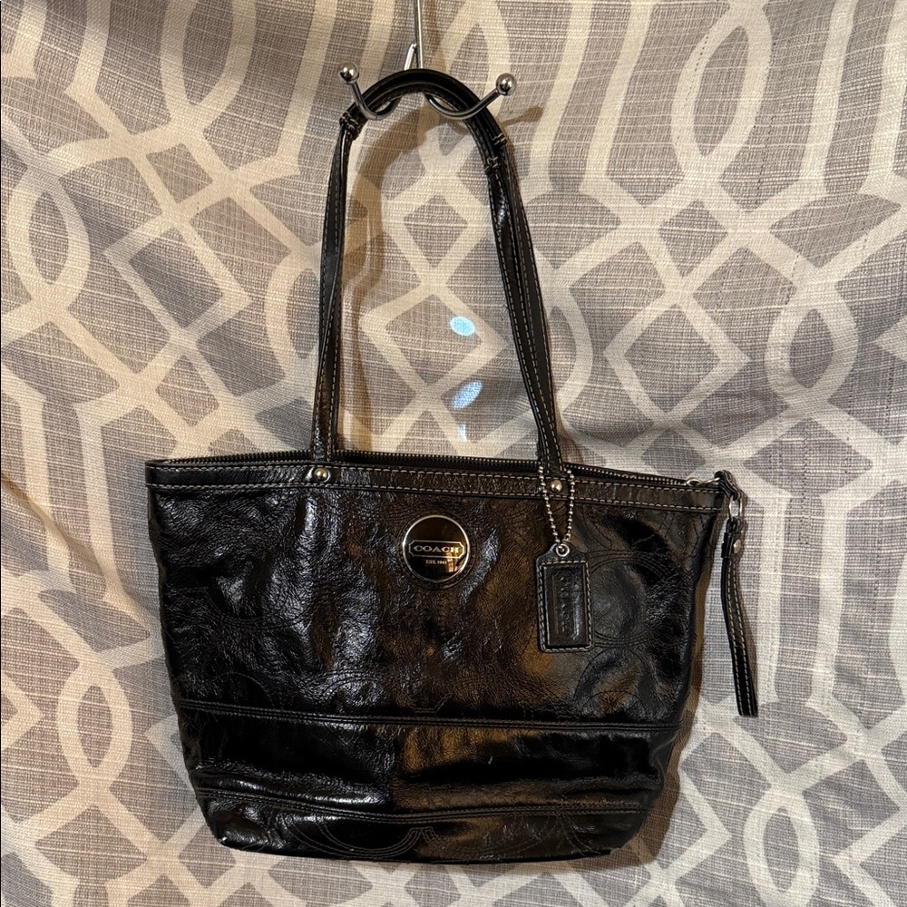 Coach Shiny Black Leather Tote